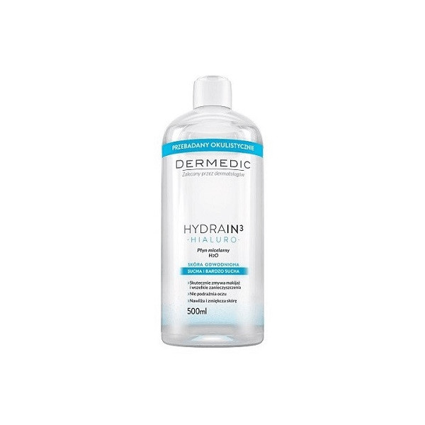 dermedic  eau micellaire hydrain3 hyaluro 500 ml