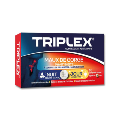 Triplex Maux De Gorge Jour Et Nuit, 16 Comprimés Triplex Maux De Gorge Jour Et Nuit, 16 Comprimés