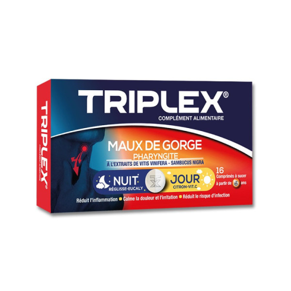 Triplex Maux De Gorge Jour Et Nuit, 16 Comprimés